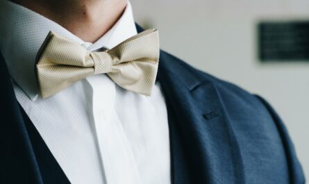 Stylish bow tie as part of formal wear.